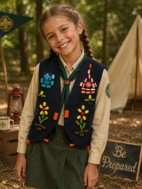Vintage 70s YMCA Indian Guides Handmade Beaded Felt Vest Youth Southwest Native